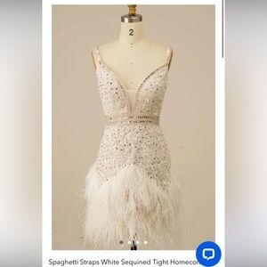 Elegant White Sequined Mini Dress